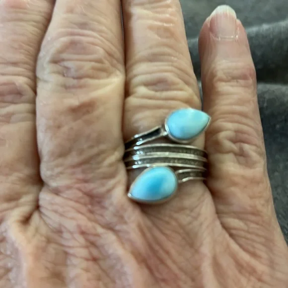 Sterling Artisan Larimar Ring-7 - Picture 7 of 8